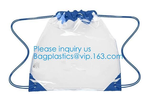 OEM Design Promotion PVC Drawstring GYM Bag,Clear PVC Drawstring Bag With Gold String Promotional Reflective Plastic PVC