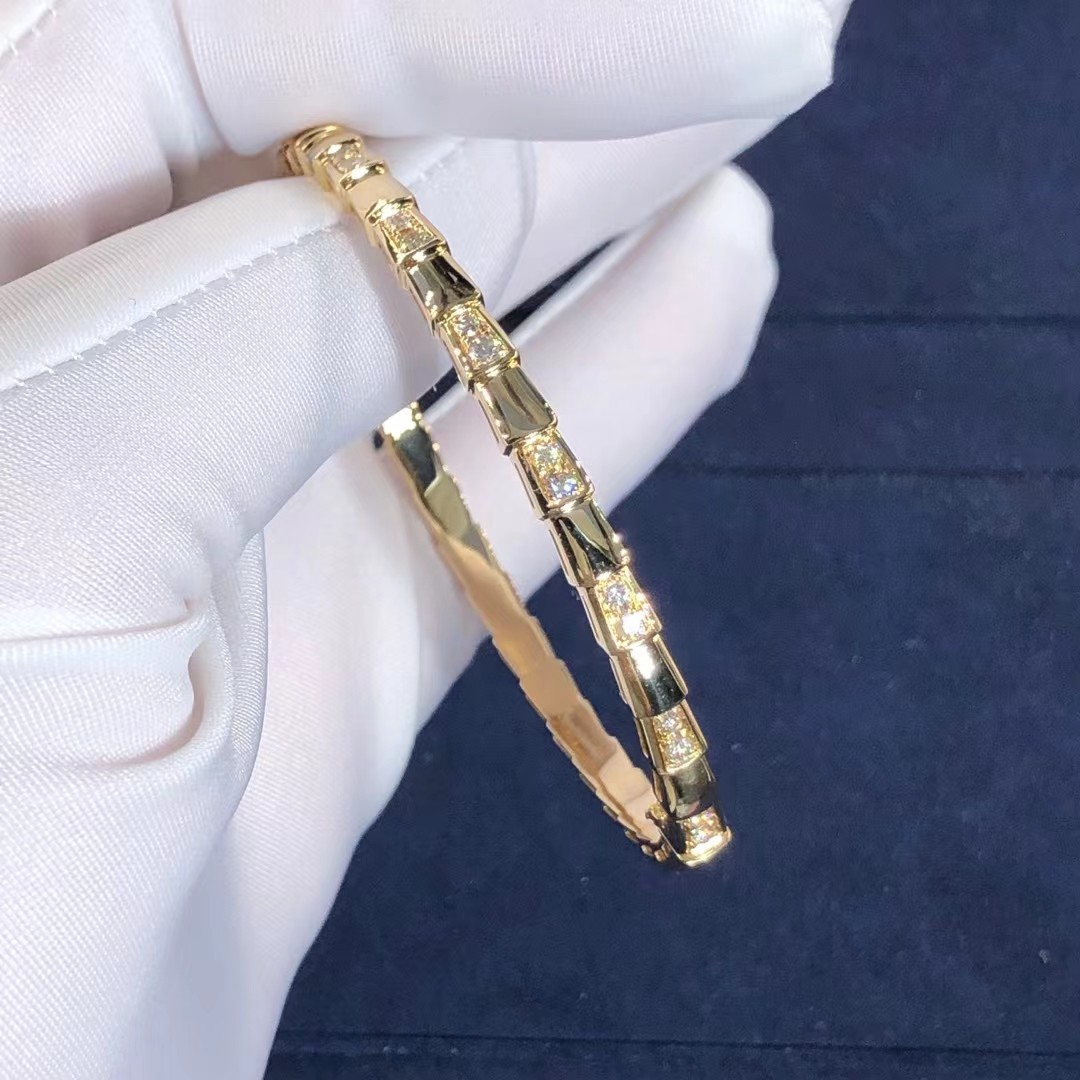 Elegant i 18k Gold Serpenti Viper Bracelet Natural Diamonds Real Gold Real Diamonds