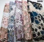 Supoo High quality Nigerian Lace fabric flocking velvet lace african lace fabric
