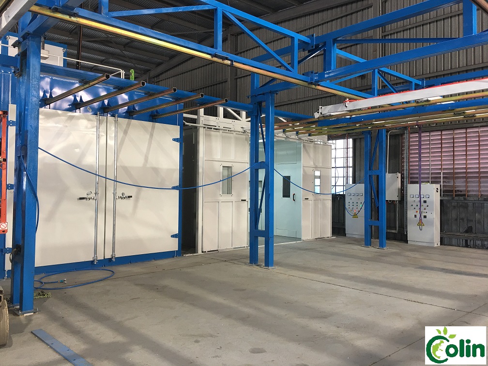 Electrostatic Automated Powder Coating Line With Spray Tunnel Pretreatment 50W