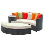 Luxury hotel outdoor wicker furniture PE rattan daybed seaside sunbed