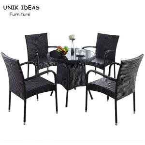 Quality Metal Rattan Garden Furnitures Patio Sets Dining Chair Table 80cm wholesale