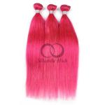 Pink Straight Remy Human Hair Bundles Sew In Weave Bundles Brazilian Bundle