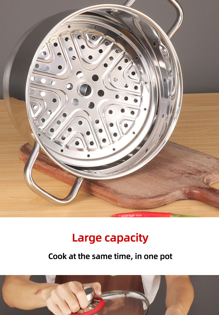 Direct Selling 201 Stainless Steel Soup Pot Cookware Set Big Steamer Cooking Pot Set With Spacers