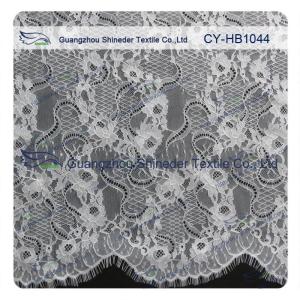 Quality Big Bridal Eyelash Chantilly Lace Trim / Scalloped Lace Fabric wholesale