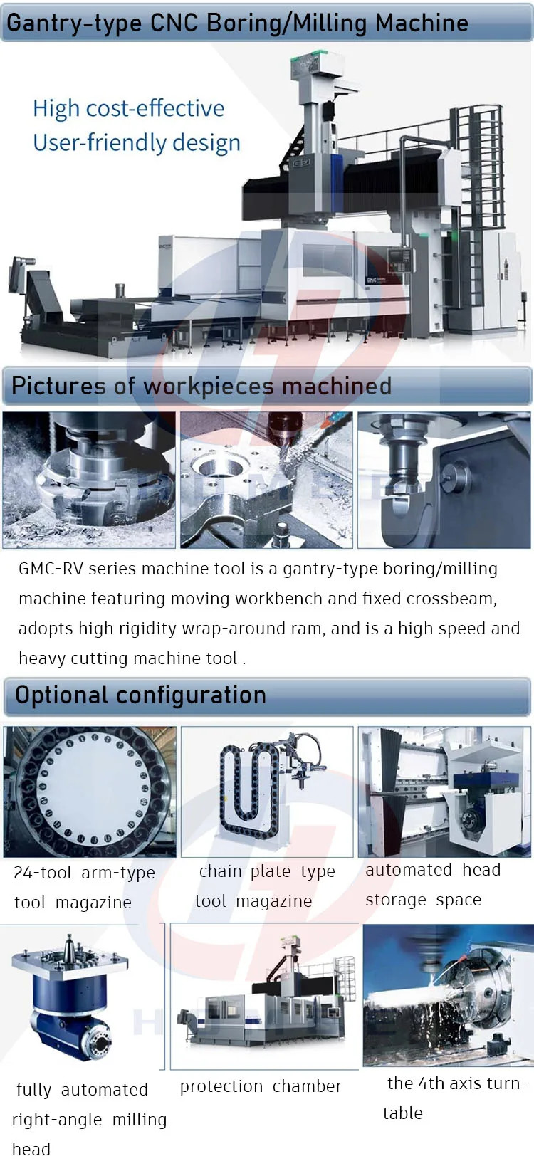 SMTCL Gantry Heavy Duty Boring And Milling Machine GMC2060 3 Axis CNC Milling Machine