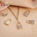 Unisex 50cm Chain Brass SS Initial Lock Necklace
