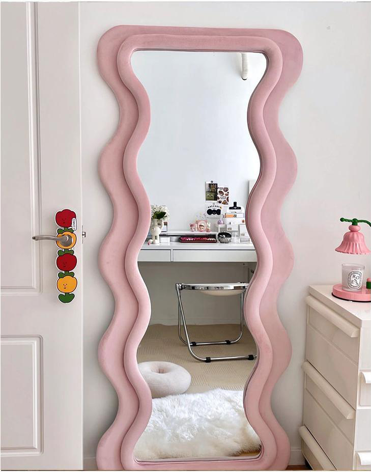 Vertical Large Wavy Floor Length Mirror Full Length 70 Inch