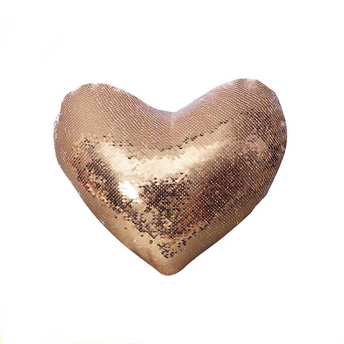 Personalized Heart Shape Sequin Sublimation Pillow Case Sparkling Style