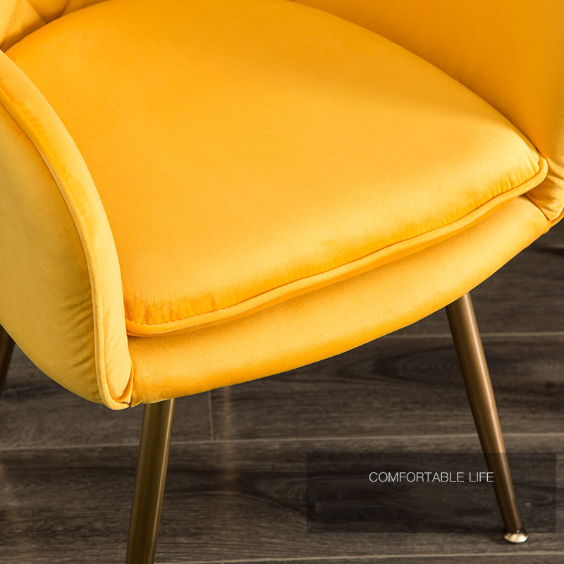 Velvet Upholstered Accent Dining Chairs 43cm 44cm Green Orange With Golden Legs