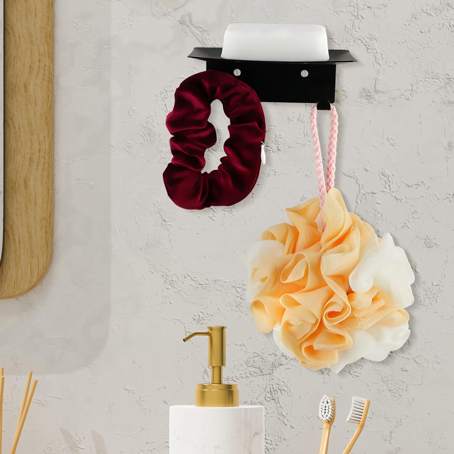 Soap Holder for Bathroom Wall Mounted 4 Slot Self-Adhesive Soap Dish for Shower