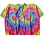 Customized high quality cotton short sleeve o neck street hand dyed Rainbow t