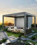 Electric Louvered Pergola 10x20ft Integrated LED Lighting And Side Screens