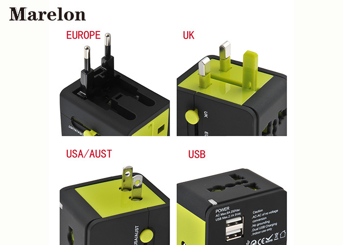 Global Travel Power Adapter, Dual USB Travel Adapter Built In 6A Fuse Safeguard Devices for Corporate Gifts