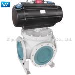4 Way Pneumatic Operated Ball Valve WCB