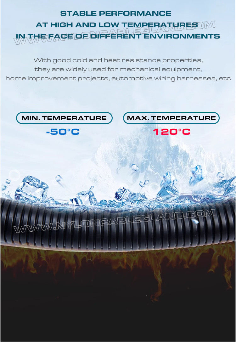 Polyethylene Fireproof Black Flexible Pipe (UL94 V-0), AD7~AD108 Plastic Corrugated Hose for Electrical Equipment