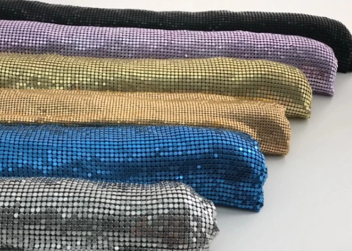 Soft Sequin Mesh Fabric 4mm Gold Metallic Mesh Fabric 45*150cm For Garment