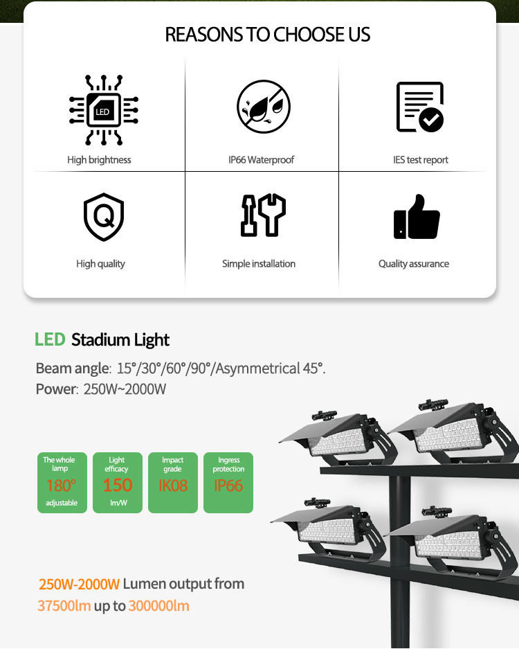 Low Carbon Emission LED High Mast Light 750W Industrial Flood Lights For Harbor