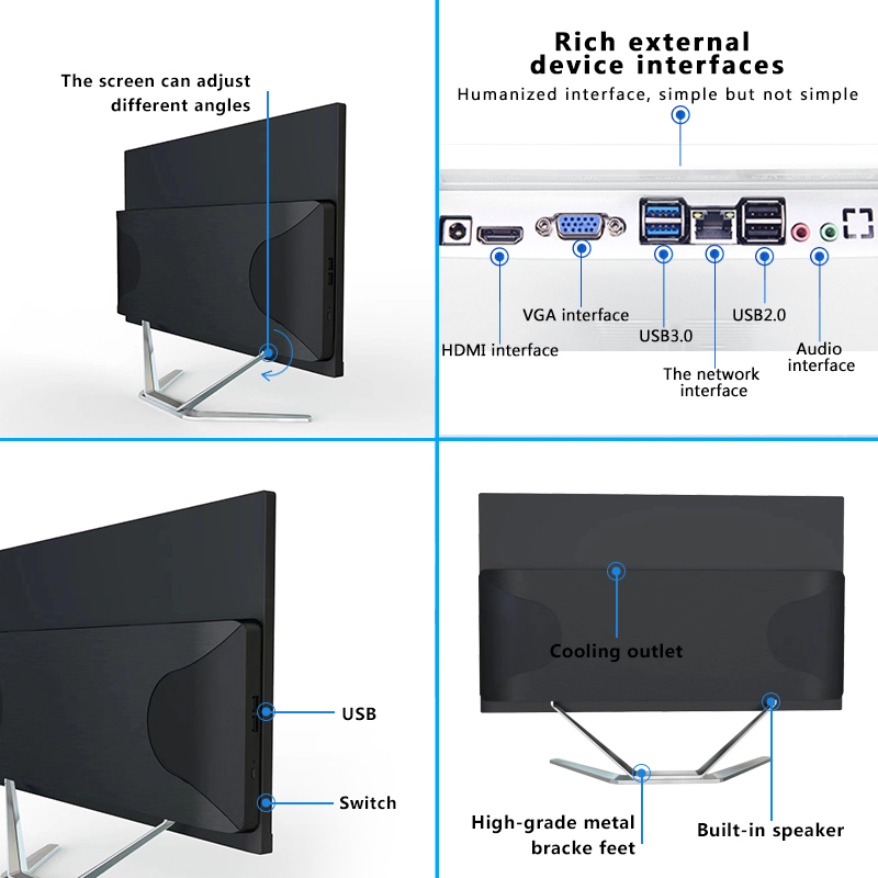 2025 21.5 All In One Pc Office Desktop Intel I3 I5 I7 3rd Gen Upgrade To 11th Gen Computer Gaming Panel Pc With Webcam