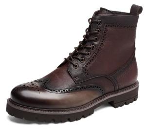 Quality Black / Brown Men'S Leather Brogue Ankle Boots Pointed Toe Fashion Style wholesale