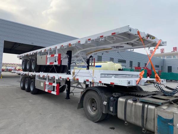 3 Axle Flatbed / Platform Container Transport Semi Trailer for Long Distance