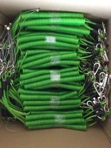 Quality Fashion green color tackle leash spiral fishing rod cord with snap hooks in high quality wholesale