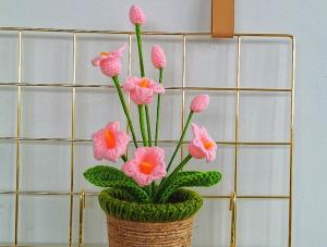 Quality New Creative Luxury Handmade Crochet Knitting Plants Flowers Handicraft Home Decorations Crochet Flower wholesale