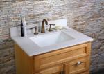 White Custom Bathroom Vanity Tops Narrow Square Single Sink Prefabricated