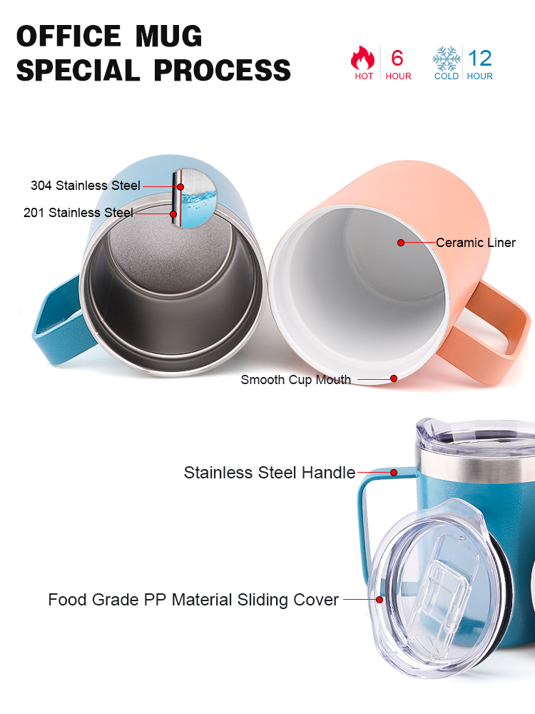 Wholesale 13 OZ Private Label Stainless Steel Insulated Double Wall Coffee Tumbler Cups Mugs With Lid