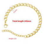 Cuban 18K Gold Plated Bracelet Contemporary Link Chain Men Stainless Steel