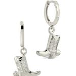 Cowboy Boot Micro Delicate Brass Drop Earrings White CZ Stone Brass Dangle