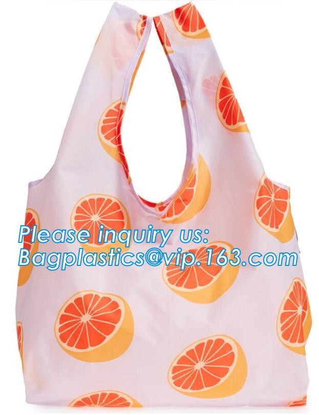 Recycled Foldable Nylon Polyester Tote Bag with logos polyester shopping bag Custom advertising handle non woven bag PAC