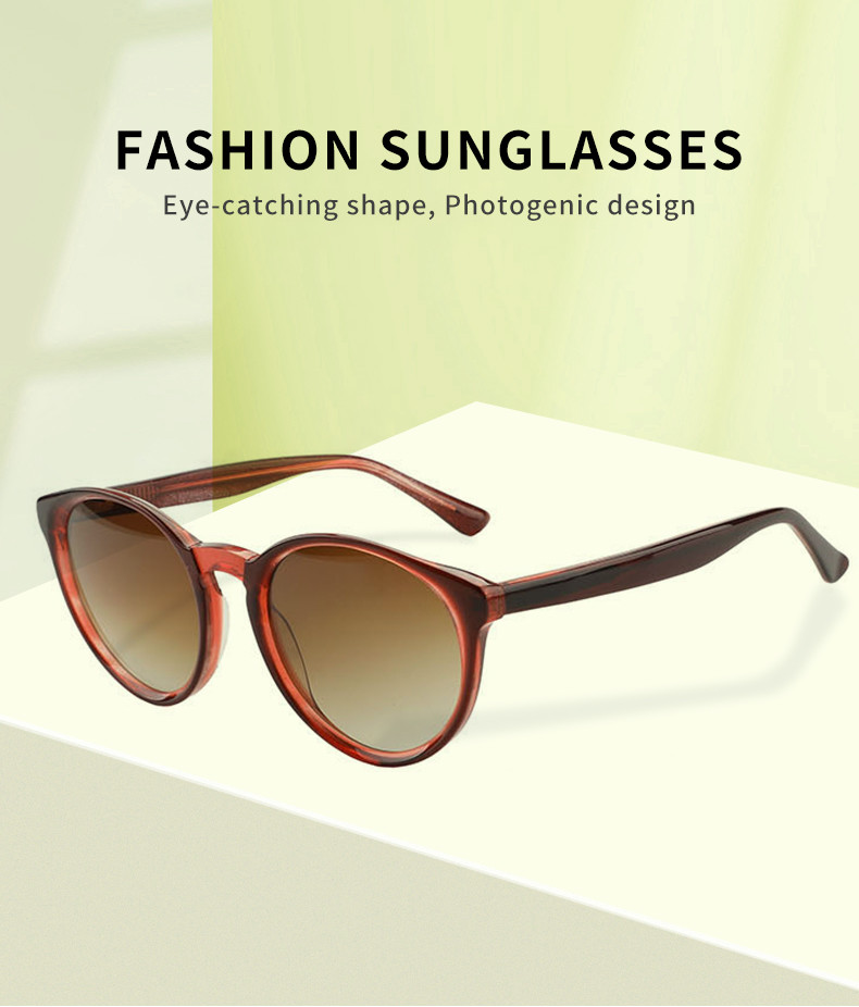 UV400 Lens Retro Round Acetate Sunglasses 4 Color OEM For Women Men