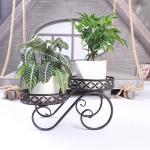White Nordic Rustproof Cart Shape Metal Flower Stand