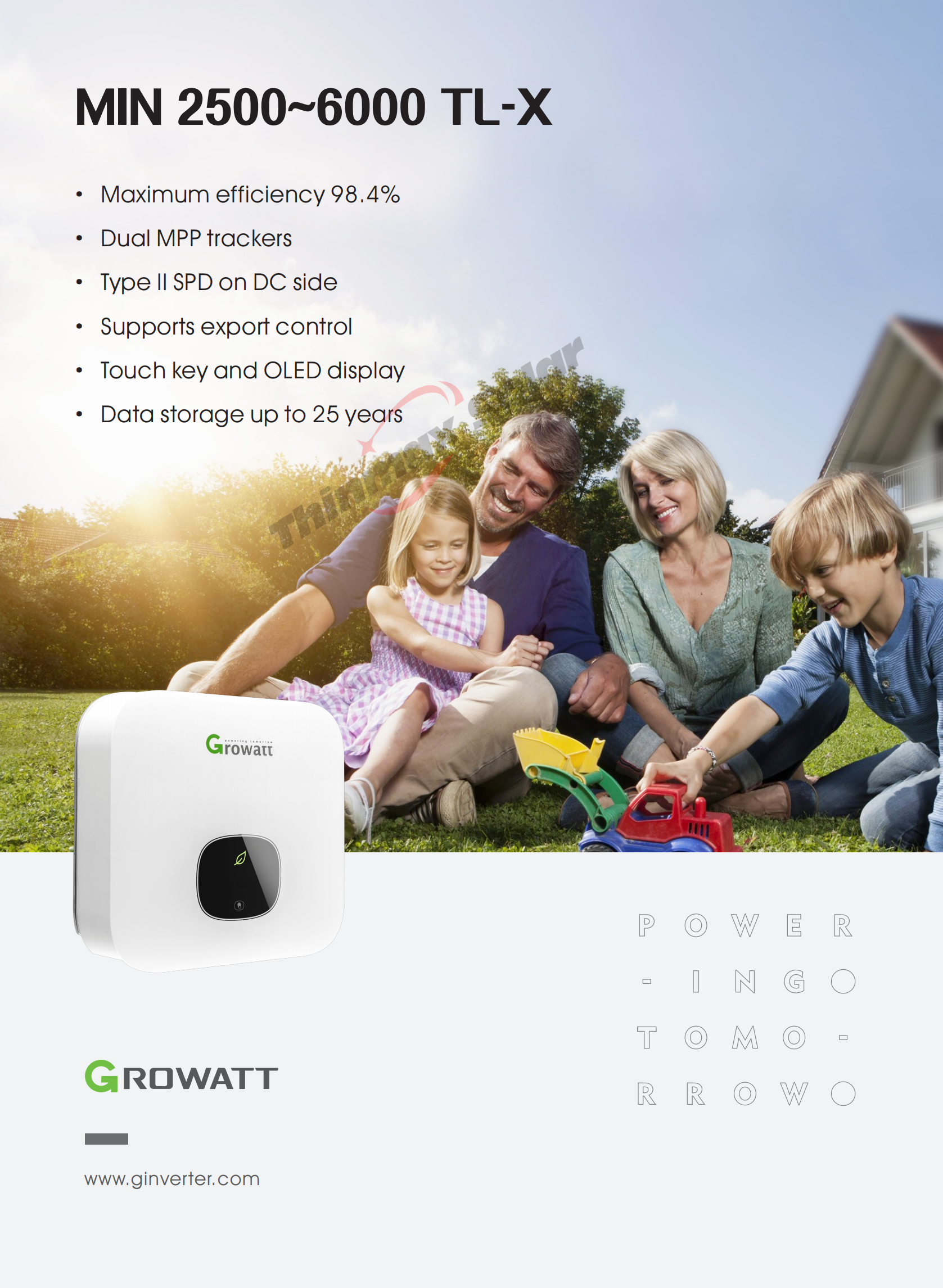 Growatt MIN 3000TL-X 3KW 2MPPT Single phase on grid MIN 2500~6000TL-X PV Inverter Grid tie solar inverter