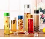ISO9001 10.5oz To 26.5oz Crystal Glass Bottles Clear For Juice Beverage Cold