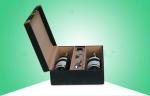 Upscale / Noble Paper Packaging Boxes , Wine Wooden Gift Box With Golden Velvet