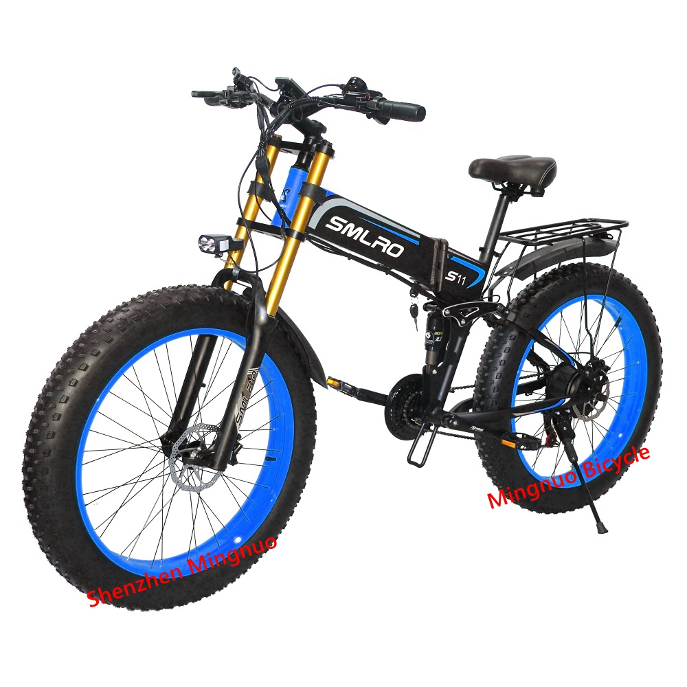 1000w Fat Tire Folding Electric Bike Fold Up With 60-70Nm Torque