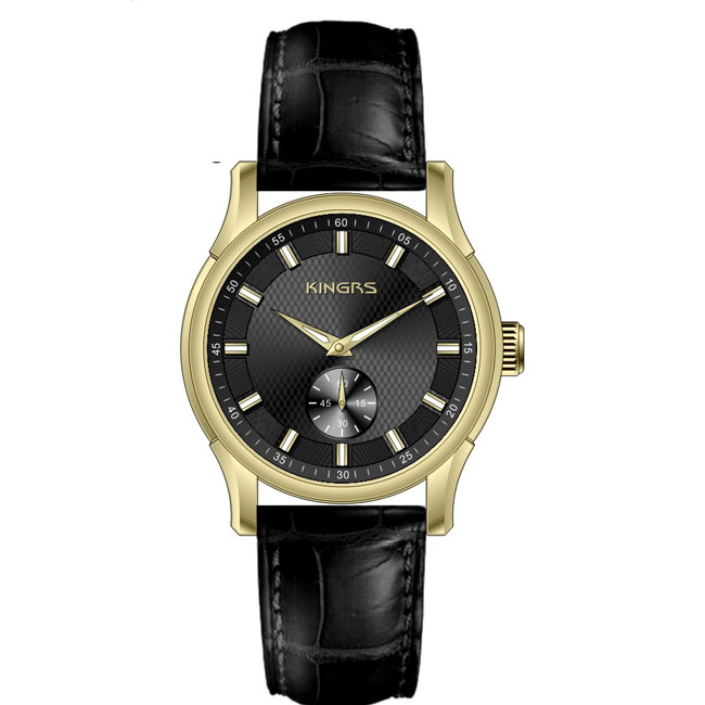 Black OEM Round Shape Classic Automatic Watch CD Pattern Mineral Glass