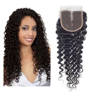 Quality Indian Curly Brown 4x4 Lace Closure Grade 8A Virgin Human Hair Materials wholesale