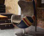 Aluminium Brass Vintage Leather Aviator Egg Chair Fiberglass Inner Frame