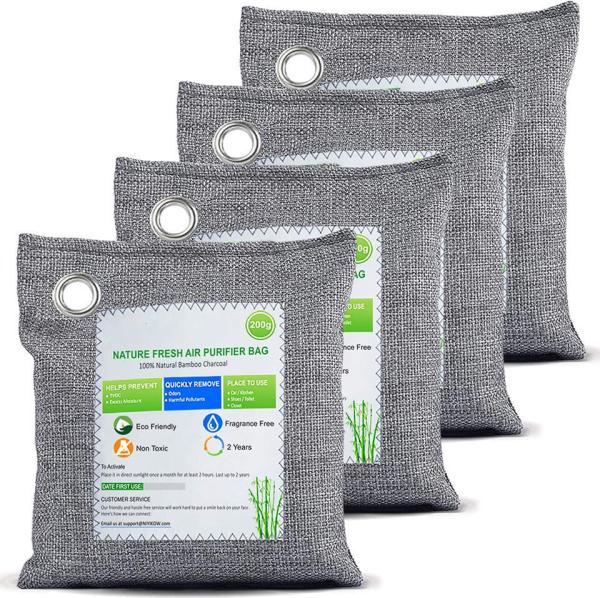 OEM Odor Absorbing 4Pack x 200g Activated Charcoal Air Purifying Bags Bamboo