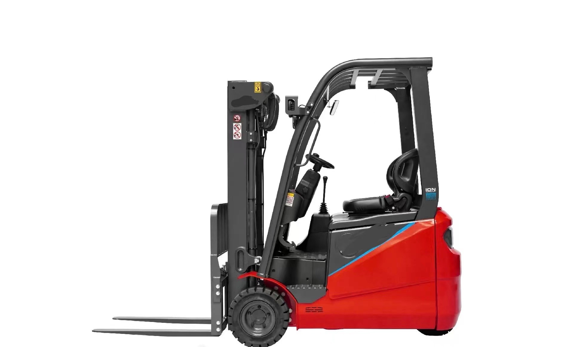 Solid Tire 3 Wheel Electric Forklift 1.2 Ton With 3 Level Lift Mast And Built-In Charger