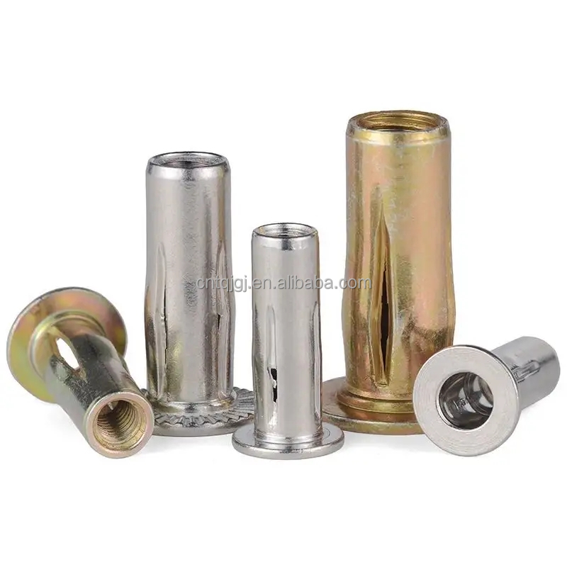 Customizable DIN Standard Stainless Steel/Carbon Steel Automotive Parts Slotted Expansion Rivet Nut for Galvanized Finish