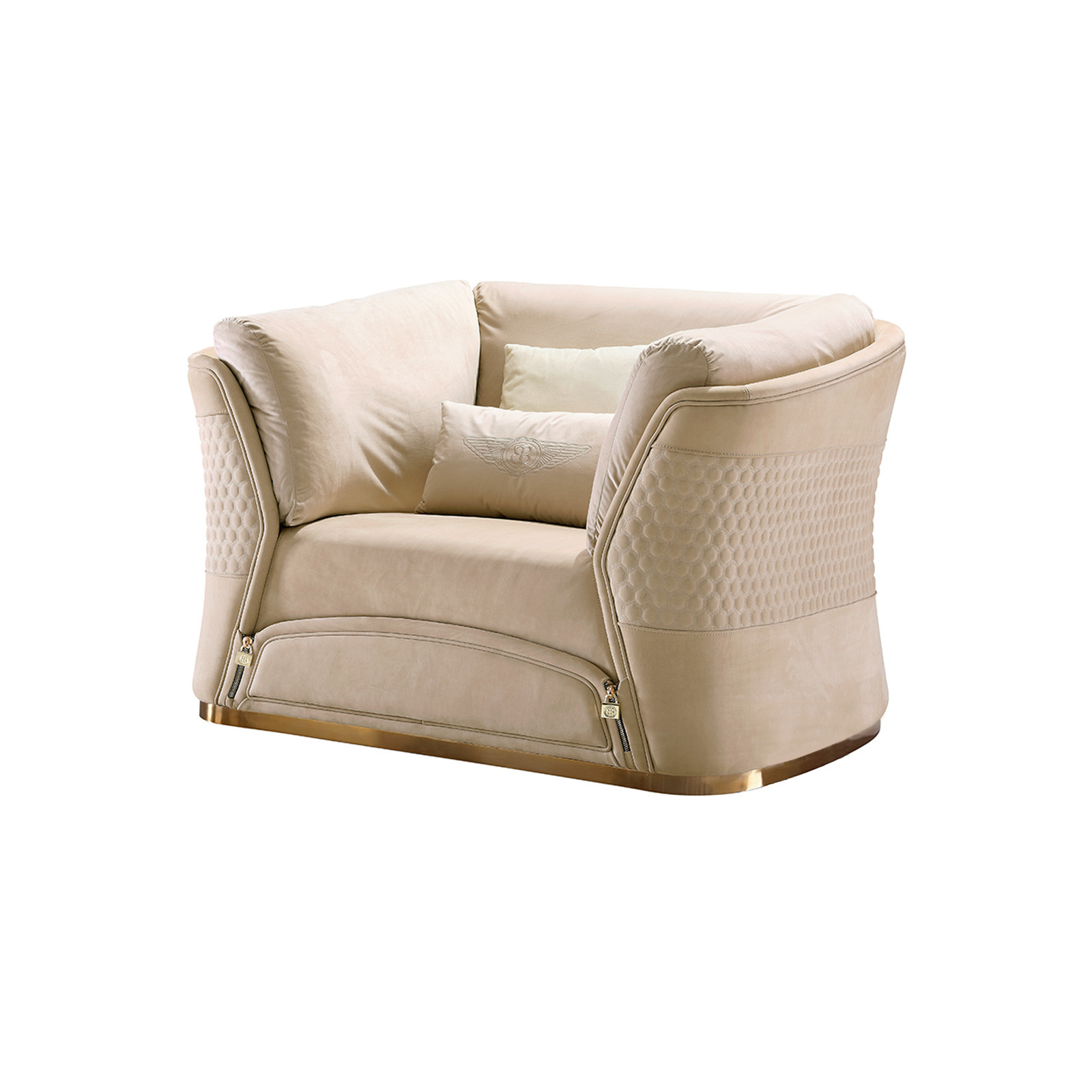 Light luxury design furniture of fashion sofas by Leather upholstered with glossy painting wood frame