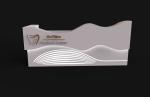 OEM LED Modern Office Reception Counters NFS ISO9001 Acrylic Reception Desk