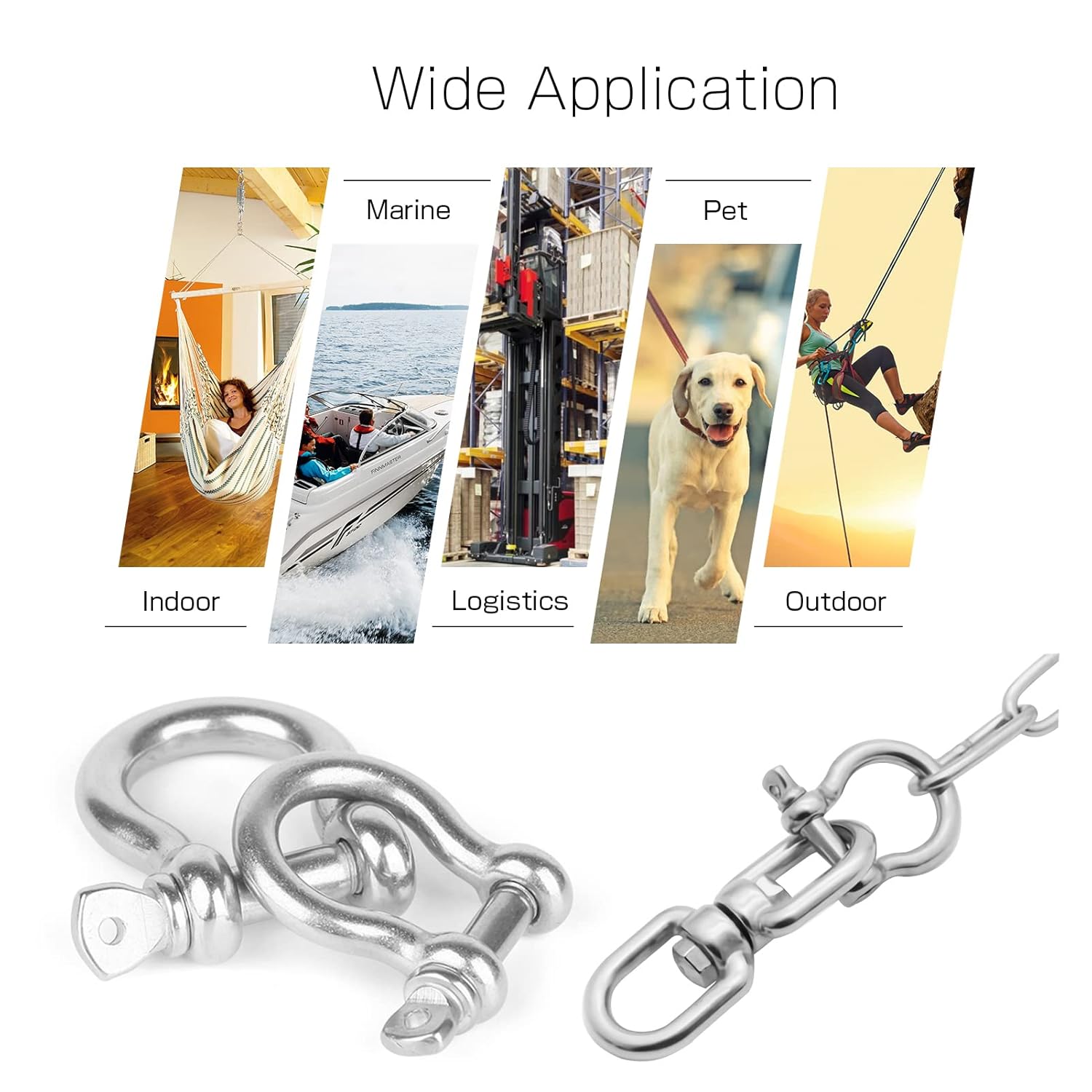 General Industry Stainless Steel Wire Rope Accessory Shackle Bow Dee Shape with Collar Pin