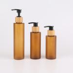 120ml 250ml Bamboo PP Amber Frosted Lotion Bottle
