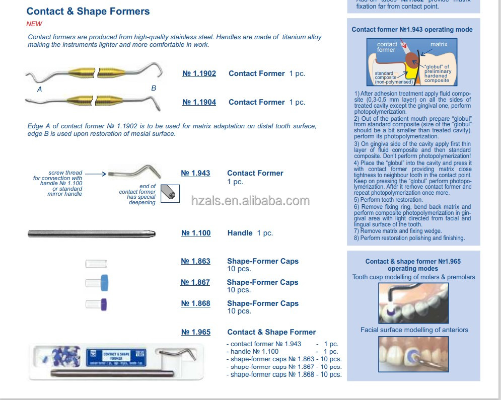 PROFESSIONAL CCC Certified Dental TOR VM 1.965 Contact and Shape Former for Tight Matrix System