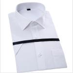 Spring Fashion Button Down Custom Business Shirts White Short Sleeve 100% Cotton